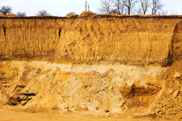 Industrial sand quarry. Sand pit. Sand special for construction. Construction industry.