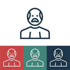 Linear vector icon with elderly people