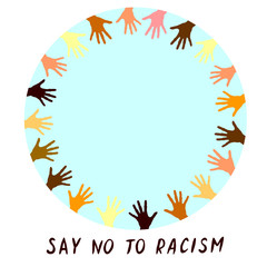 Fototapeta na wymiar Say No to Racism - vector poster on theme of antiracism, protesting against racial inequality and revolutionary design