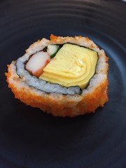 sushi with salmon and wasabi