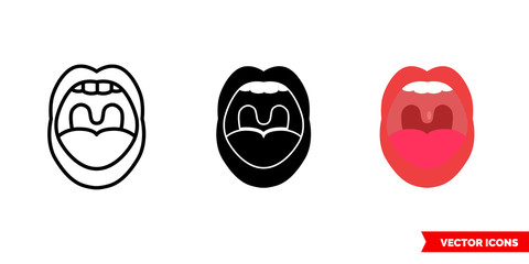 Throat oral icon of 3 types color, black and white, outline. Isolated vector sign symbol.