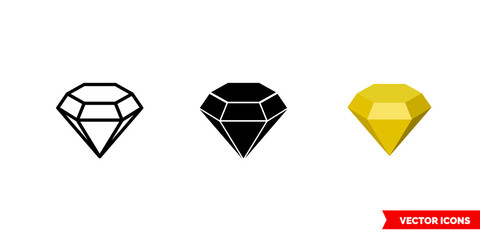 Topaz symbol icon of 3 types color, black and white, outline. Isolated vector sign symbol.