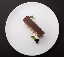 Piece of chocolate cream cake