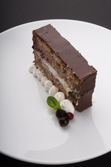 Piece of chocolate cream cake