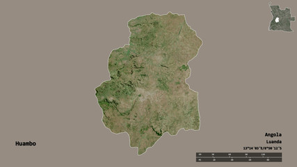 Huambo, province of Angola, zoomed. Satellite