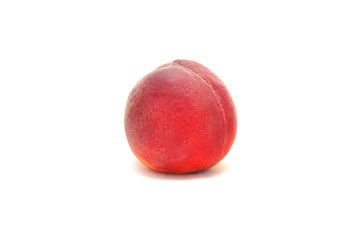 Ripe juicy peach on white background close up