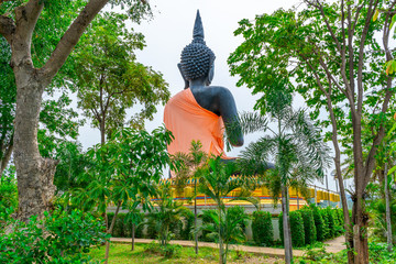 The backside of Jasper Buddha statue (Luang Pho Nin) Wat Chindaram, Bo Phloi District, Kanchanaburi, Thailand