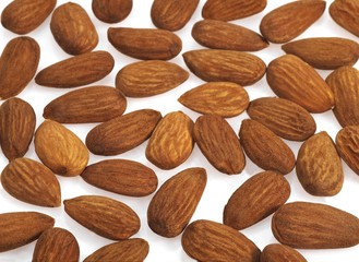 Sweet Almond, prunus dulcis, Dried Fruits against White Background