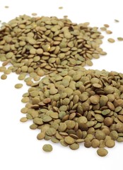 French Blond Lentils from Saint Flour, lens esculenta, Dry Vegetables against White Background