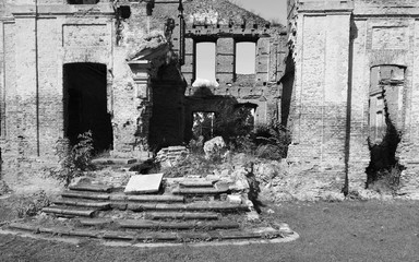 Ruins of the Palace. Artictic look in black and white.