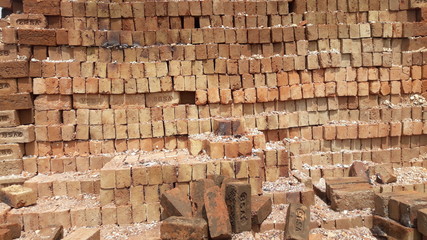 full frame red bricks background 