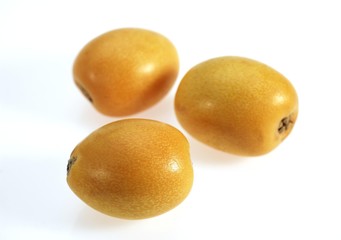 Medlars, eriobotrya japonica, Fruits against White Background