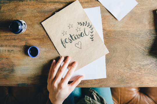Woman practicing calligraphy