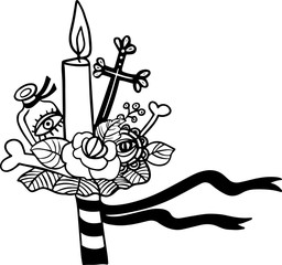 Witch's ritual bouquet. Vector hand drawn bunches of healing herbs flowers for ceremony magic potions. Therapeutic dry grass herbal medicine. Patterned Coloring page for magic plant magic attributes 