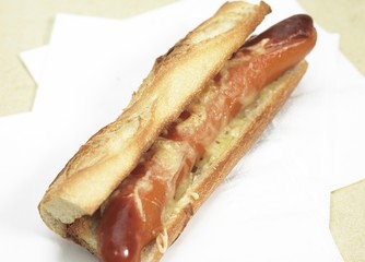 Hot Dog, Bread with Sausage