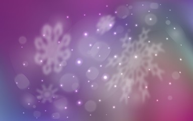 Light Multicolor vector background with xmas snowflakes. Shining colored illustration with snow in christmas style. The template can be used as a new year background.