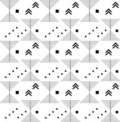 Thin black geometry shapes as hourglass with small squares seamless pattern. Geometry simple herringbone pattern for man clothes, fabric, linen