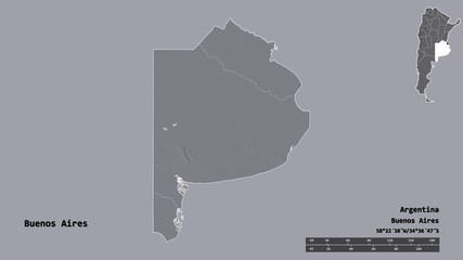 Buenos Aires, province of Argentina, zoomed. Administrative