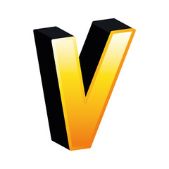 3d v letter design, lettering typography retro and comic theme Vector illustration