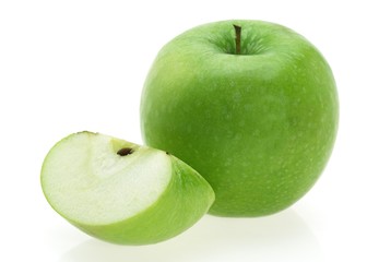 Granny Smith Apples, malus domestica, Fruits against White Background