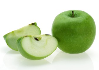 Granny Smith Apples, malus domestica, Fruits against White Background