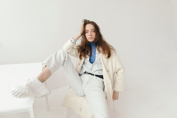 Gorgeous female in autumn clothes