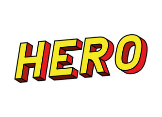 hero lettering design, typography retro and comic theme Vector illustration
