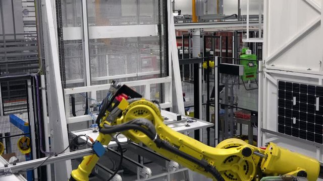 Solar Panel Framing Process In A Modern Photovoltaic Factory