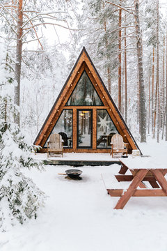 Triangular house in the forest