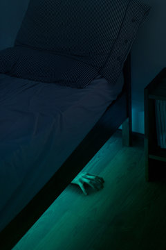 Fear of the dark. Concept of Halloween story.