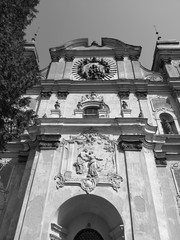 Roman catholic sanctuary. Artistic look in black and white. - obrazy, fototapety, plakaty