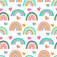 Boho rainbow with heart isolated on white. Vector stock illustration. EPS 10