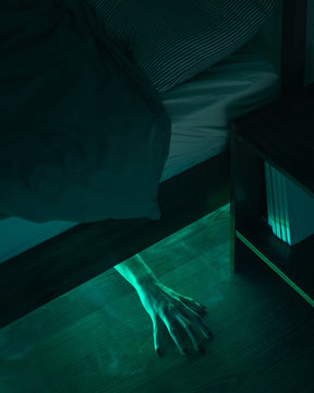 Fear of the dark. Concept of Halloween story.