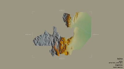 Salta - Argentina. Bounding box. Relief
