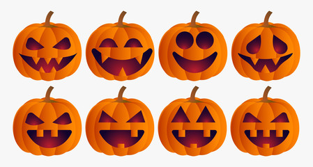 Halloween pumpkin  collection set, Vector