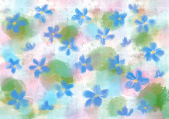 Fototapeta na wymiar Blue flower, watercolor on white background 