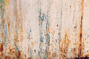 Fototapeta premium Creative bright metallic background. Flat background texture of dirty rusty metal. Bright rusty spots as the main background for a vintage scratched design