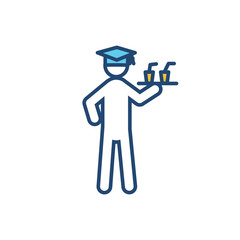 Underemployment RGB color icon. Over qualified specialist on part time job. Unemployment problem. Economic crisis in labor. Human resources. Struggle of graduate. Isolated vector illustration