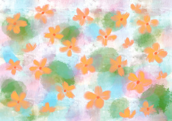 Fototapeta na wymiar Yellow flowers, spring, watercolor on white background