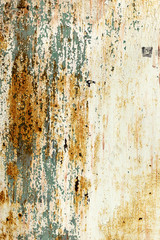Creative bright metallic background. Flat background texture of dirty rusty metal. Bright rusty spots as the main background for a vintage scratched design