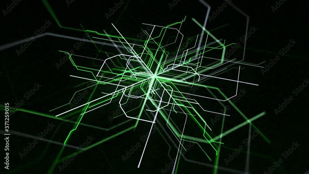 Poster neon lines drawing computer motherboard. animation. multi-colored neon lines create computer pattern