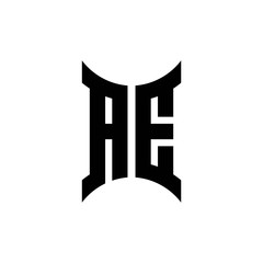 AE monogram logo with curved side
