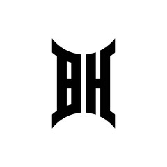 BH monogram logo with curved side