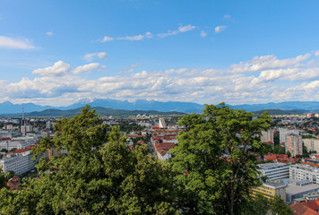 Naklejka premium Landscape of Ljubljana, the capital city of Slovenia, from Ljubljana Castle