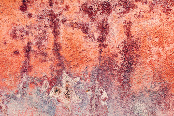 Creative bright metallic background. Flat background texture of dirty rusty metal. Bright rusty spots as the main background for a vintage scratched design