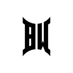 BW monogram logo with curved side
