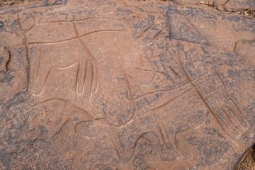 petroglifo, yacimiento rupestre de Aït Ouazik, finales del Neolítico, Marruecos, Africa