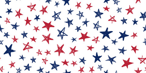 Fototapeta premium Independence Day USA. Presidents day. Hand drawn illustration. Stars grunge. 