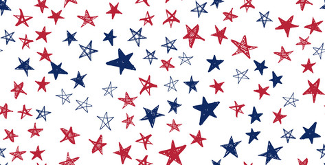 Independence Day USA. Presidents day. Hand drawn illustration. Stars grunge.	