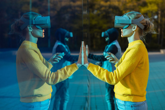 A couple in virtual reality